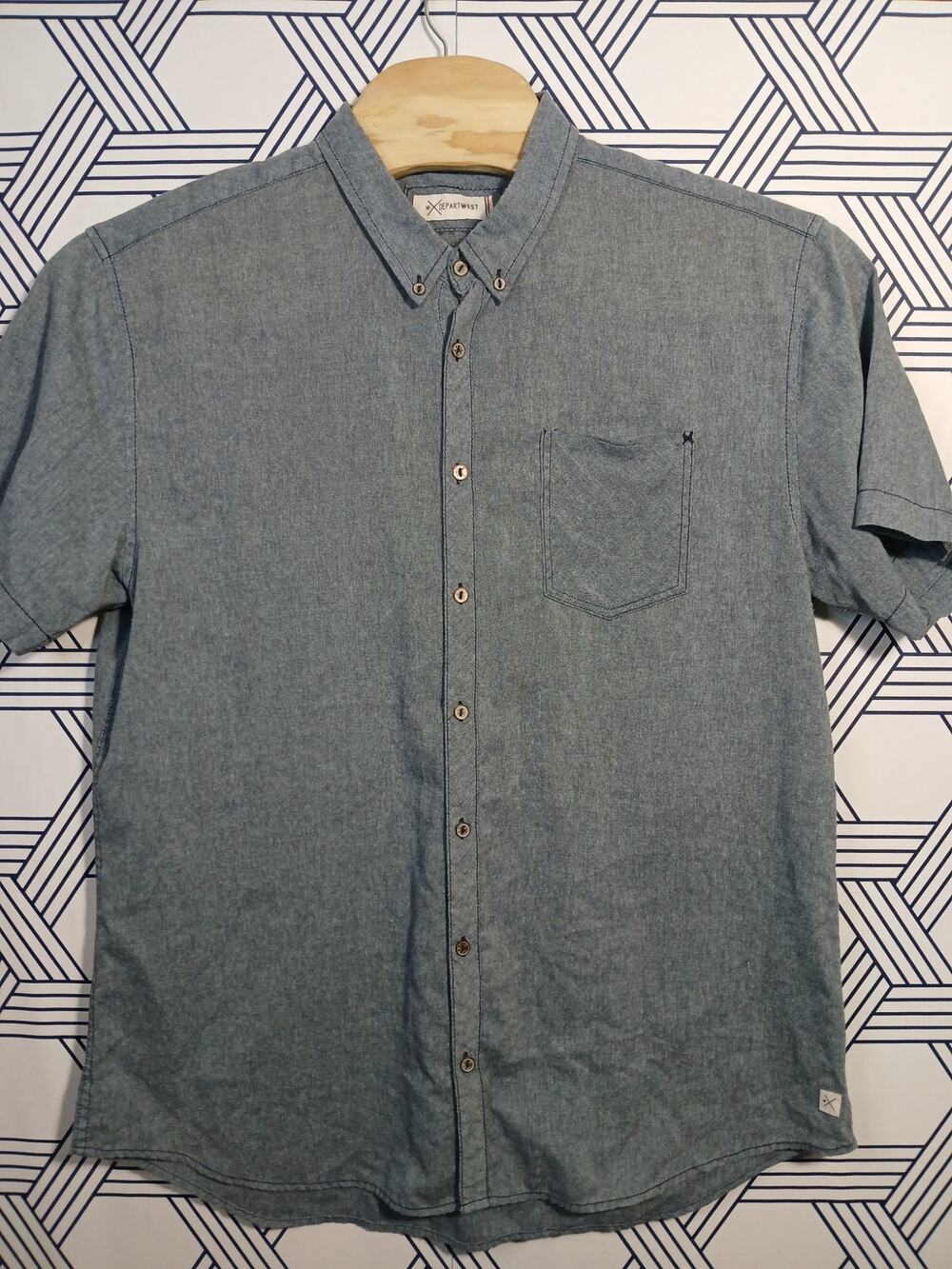 Departwest Men’s Button Down Shirt Western Ranchwear Workwear Dadcore
